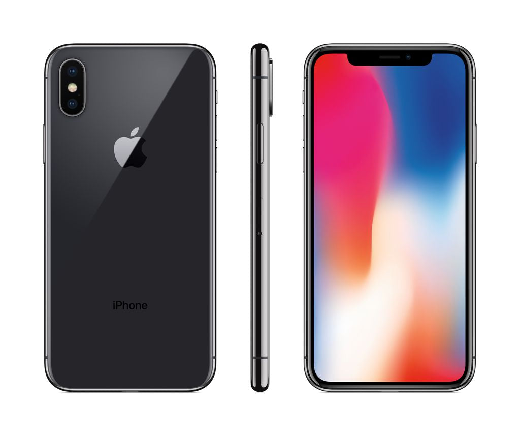 Apple iPhone X Refurbished – Excellent Grade - Space Grey - Back, Side and Front 